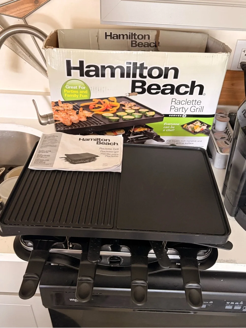 Hamilton Beach Raclette Party Grill Electric 1200W Nonstick Grill/Griddle EUC